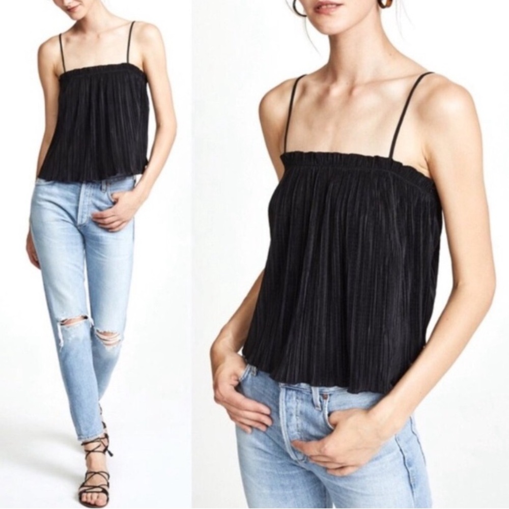 Madewell Black Texture & Thread Micropleat Camisole Tank Romantic Top XXS